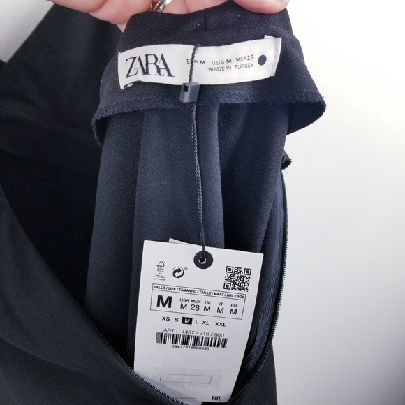 Zara Black Surplice V-Neck Spaghetti Strap Night Out Mini Dress NWT Medium - Picture 9 of 14